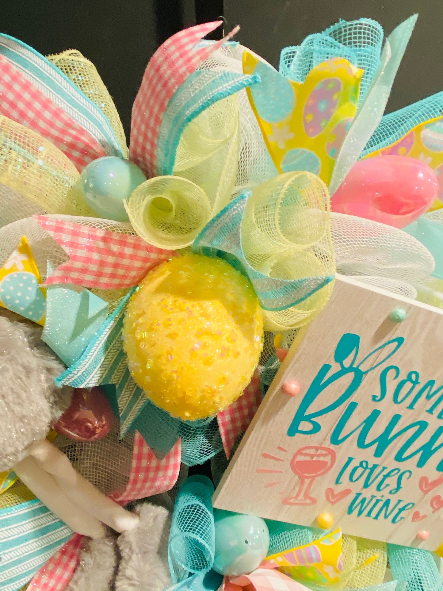 Whimsical Bunny Wreath, Some Bunny Loves Wine Wreath, Easter Decorations, Easter Wreath, Easter Door Decor, Spring Wreath, Easter Gifts