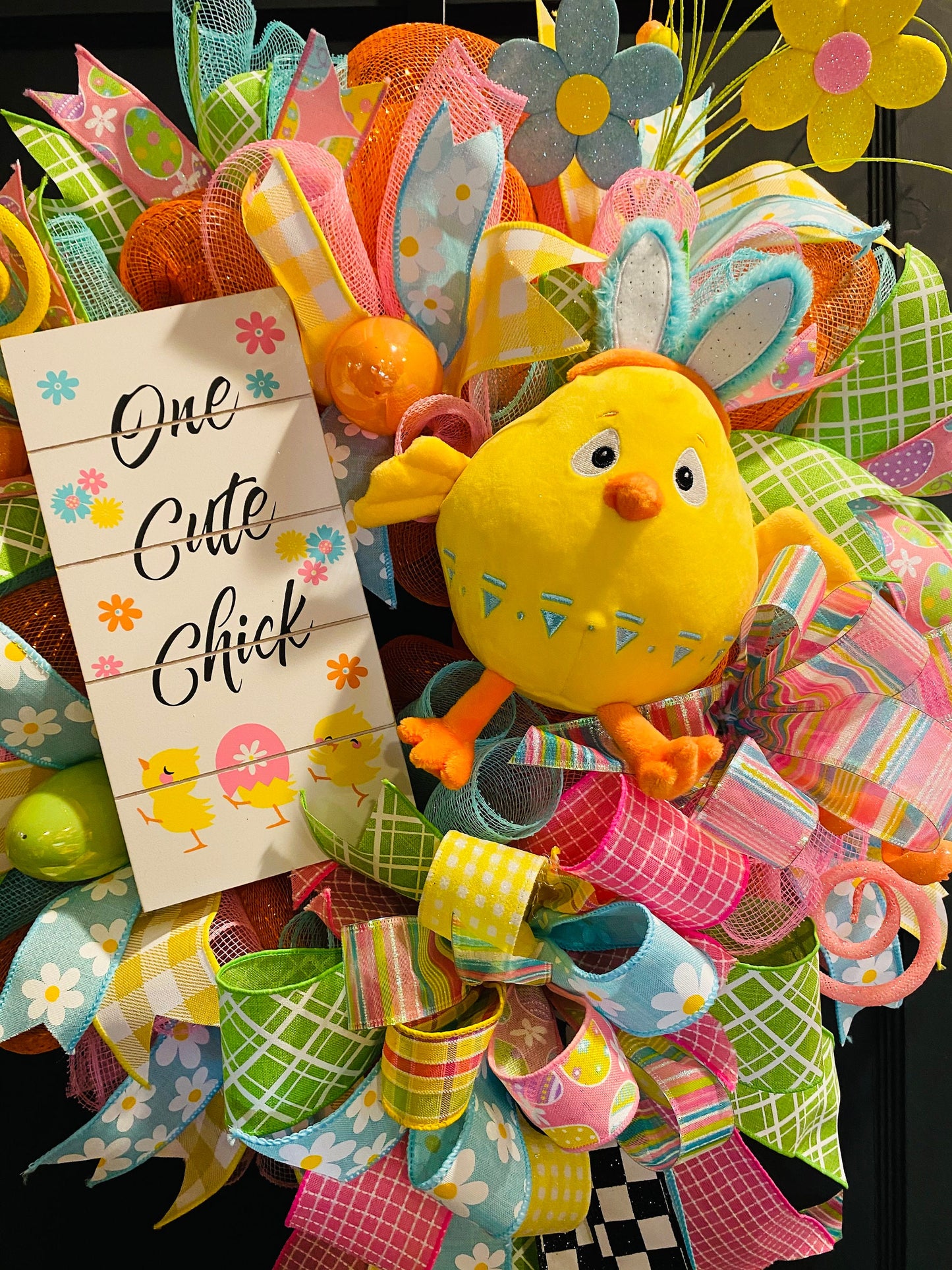 Whimsical Sweet Spring Easter One Cute Chick Wreath
