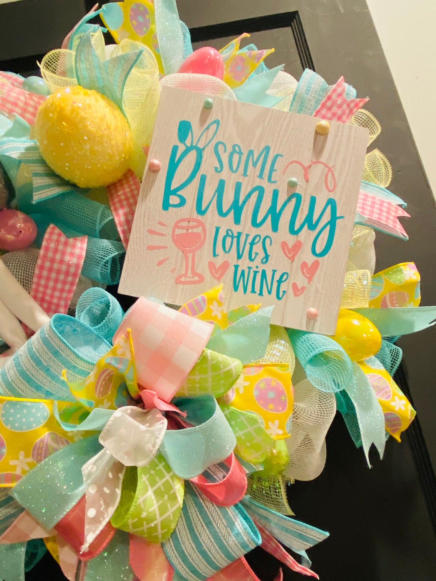 Whimsical Bunny Wreath, Some Bunny Loves Wine Wreath, Easter Decorations, Easter Wreath, Easter Door Decor, Spring Wreath, Easter Gifts