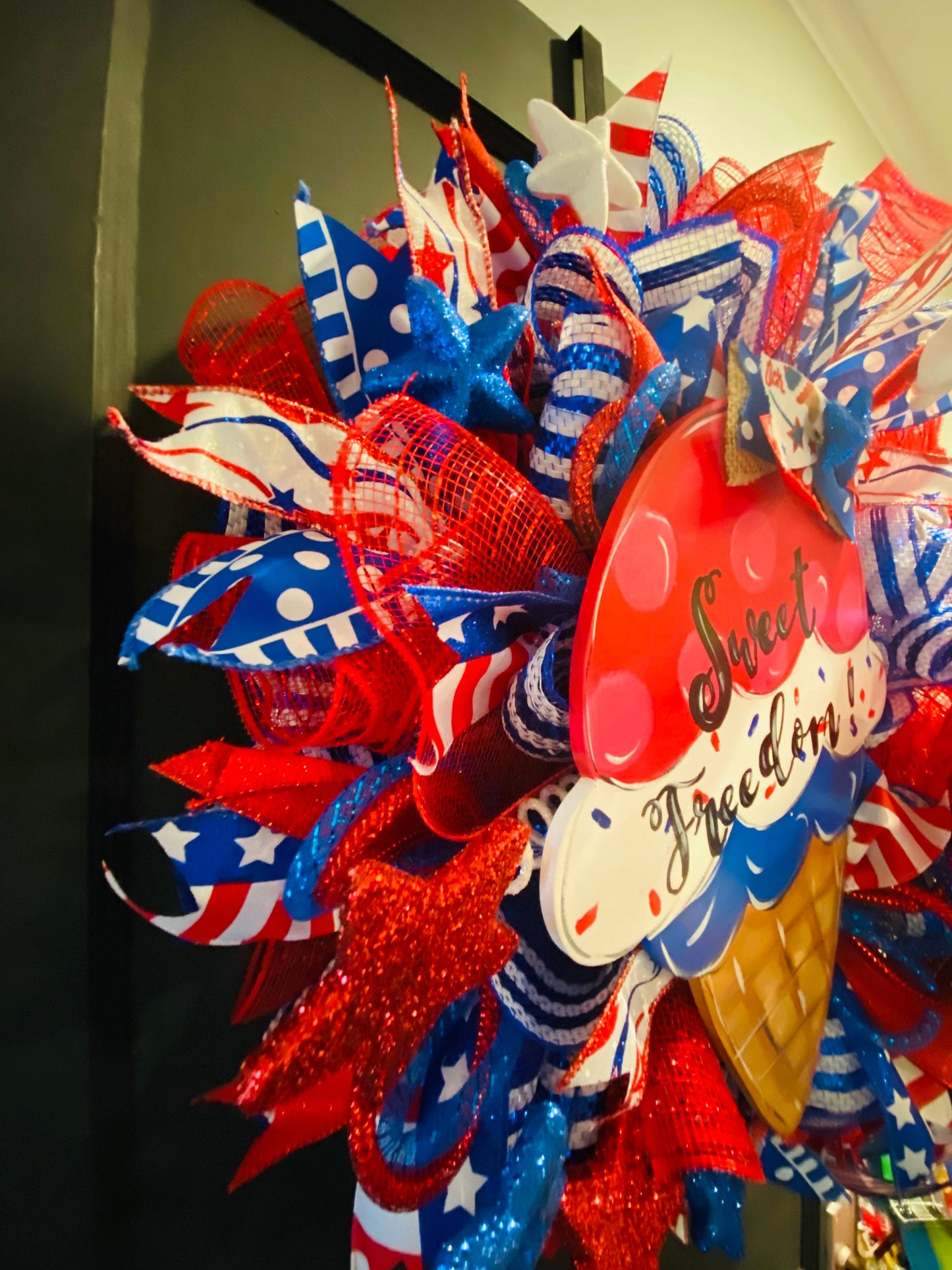 Memorial Day & 4th of July Patriotic Ice Cream Cone Wreath,Military Wreath