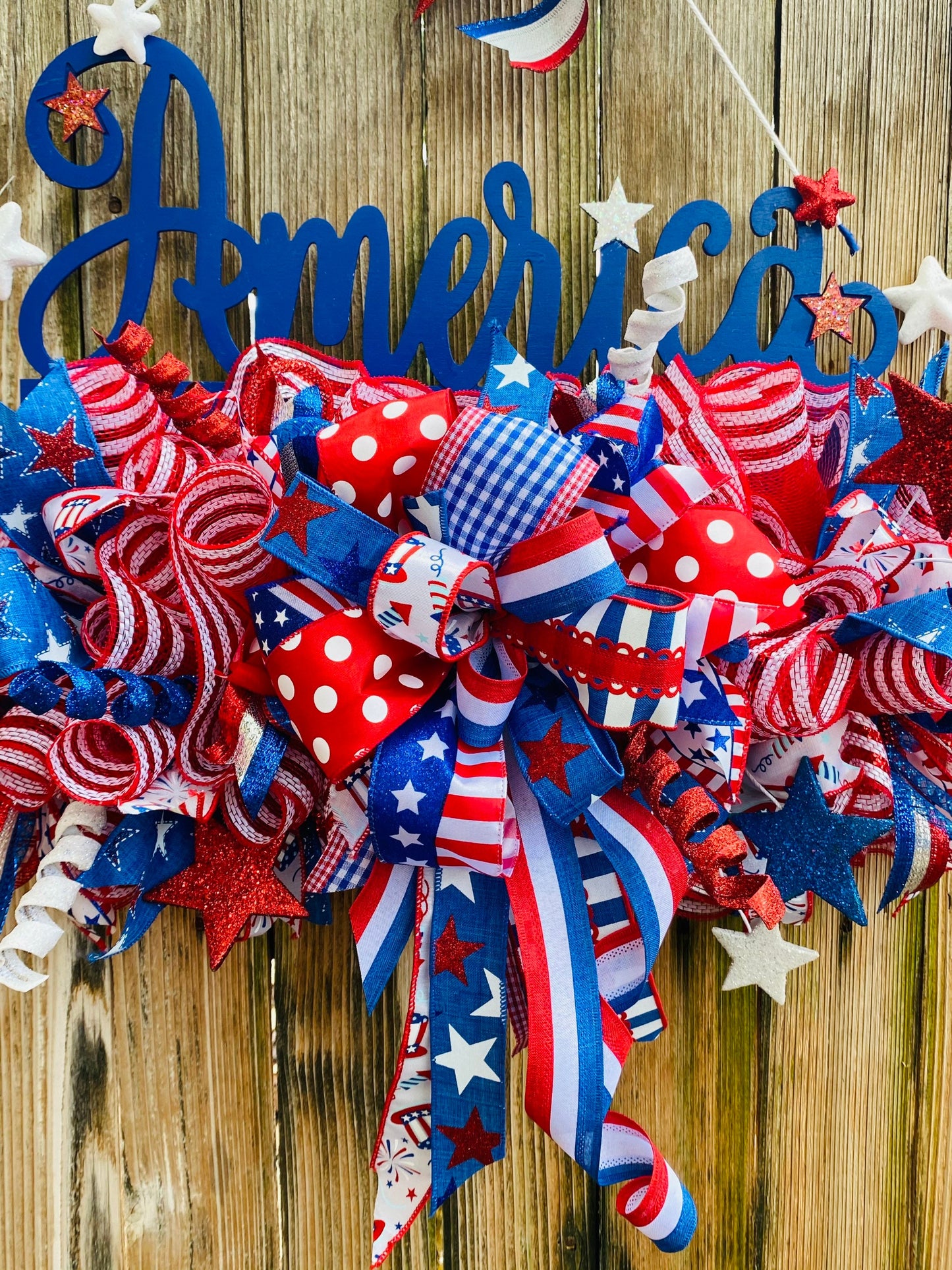 Memorial Day & 4th of July America Door Hanger Wreath, Military Wreath