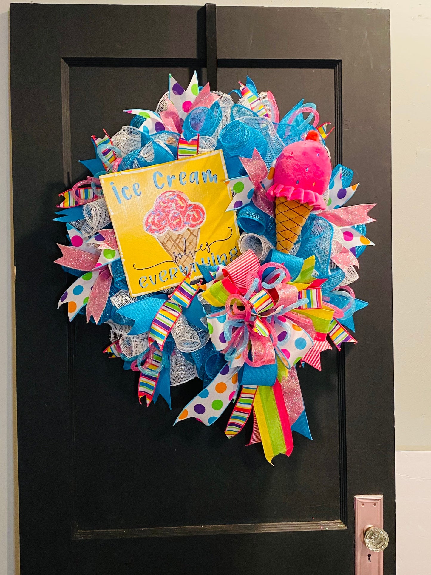 Summer Ice Cream Cone DIY Wreath Kit, Ice Cream Solves Everything Everyday Welcome DIY Wreath Kit