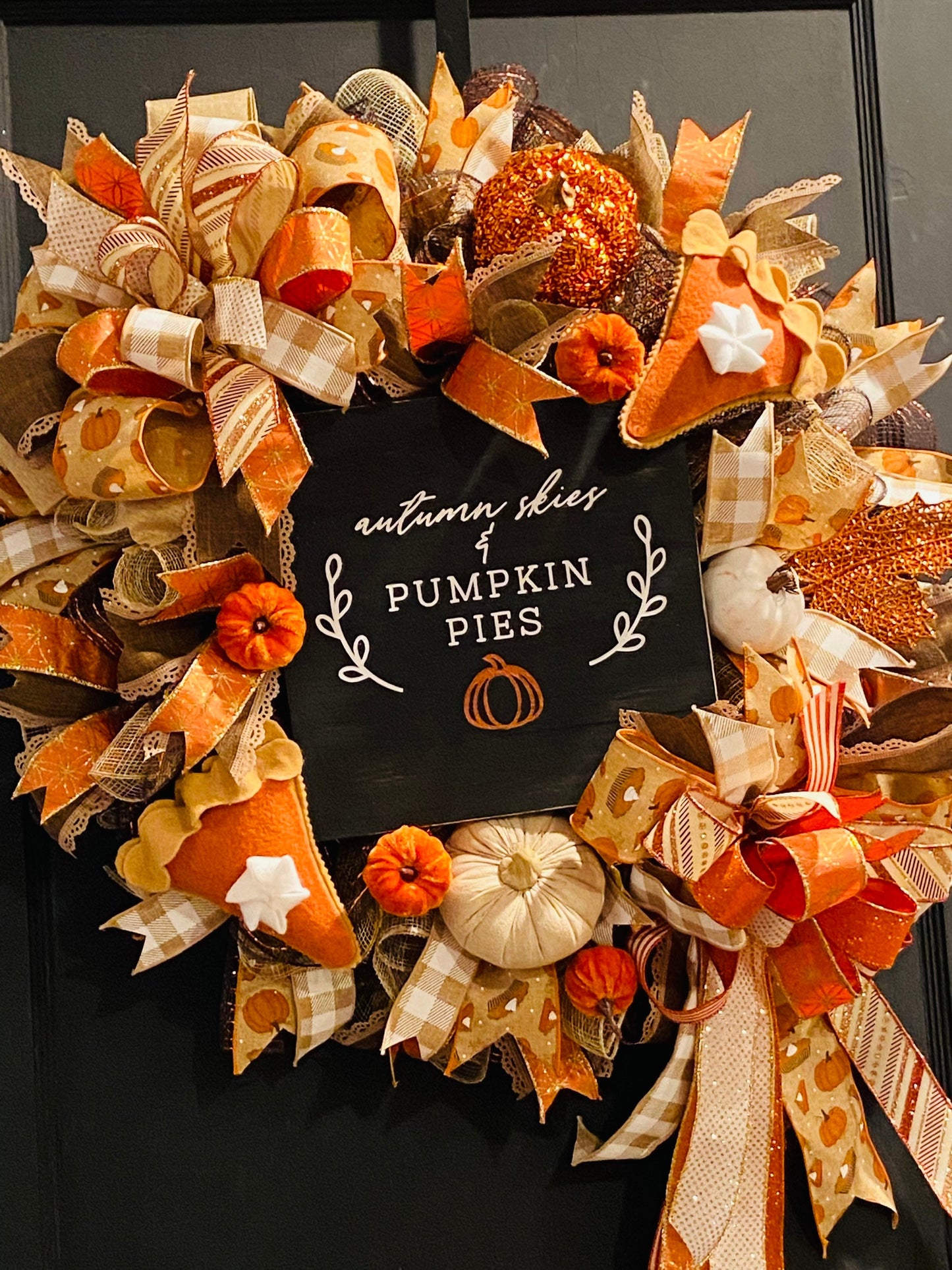 Autumn Skies & Pumpkin Pies Wreath,Pumpkin Spice Fall Wreath, Everyday Wreath, Pumpkin Wreath, Fall Wreath, Welcome Wreath, Fall Decorations