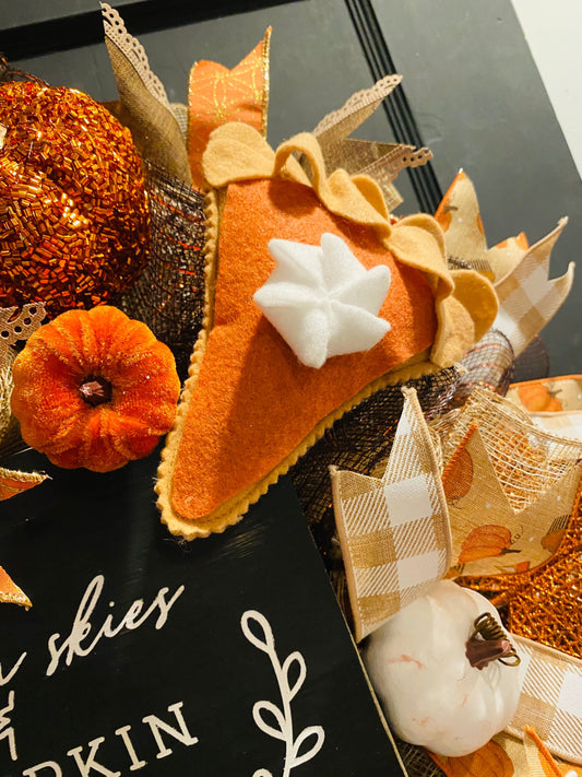 Autumn Skies & Pumpkin Pies Wreath,Pumpkin Spice Fall Wreath, Everyday Wreath, Pumpkin Wreath, Fall Wreath, Welcome Wreath, Fall Decorations