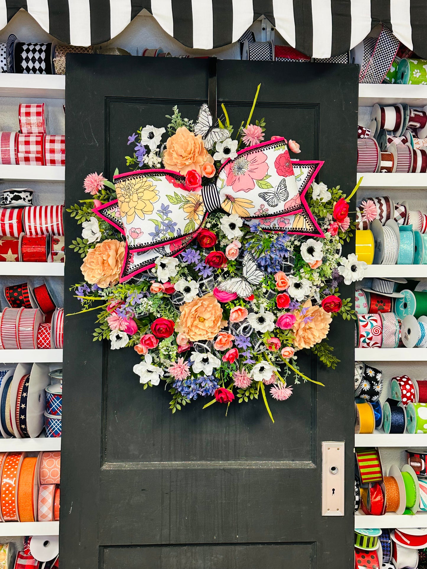 BIG Bow Floral Spring Wreath