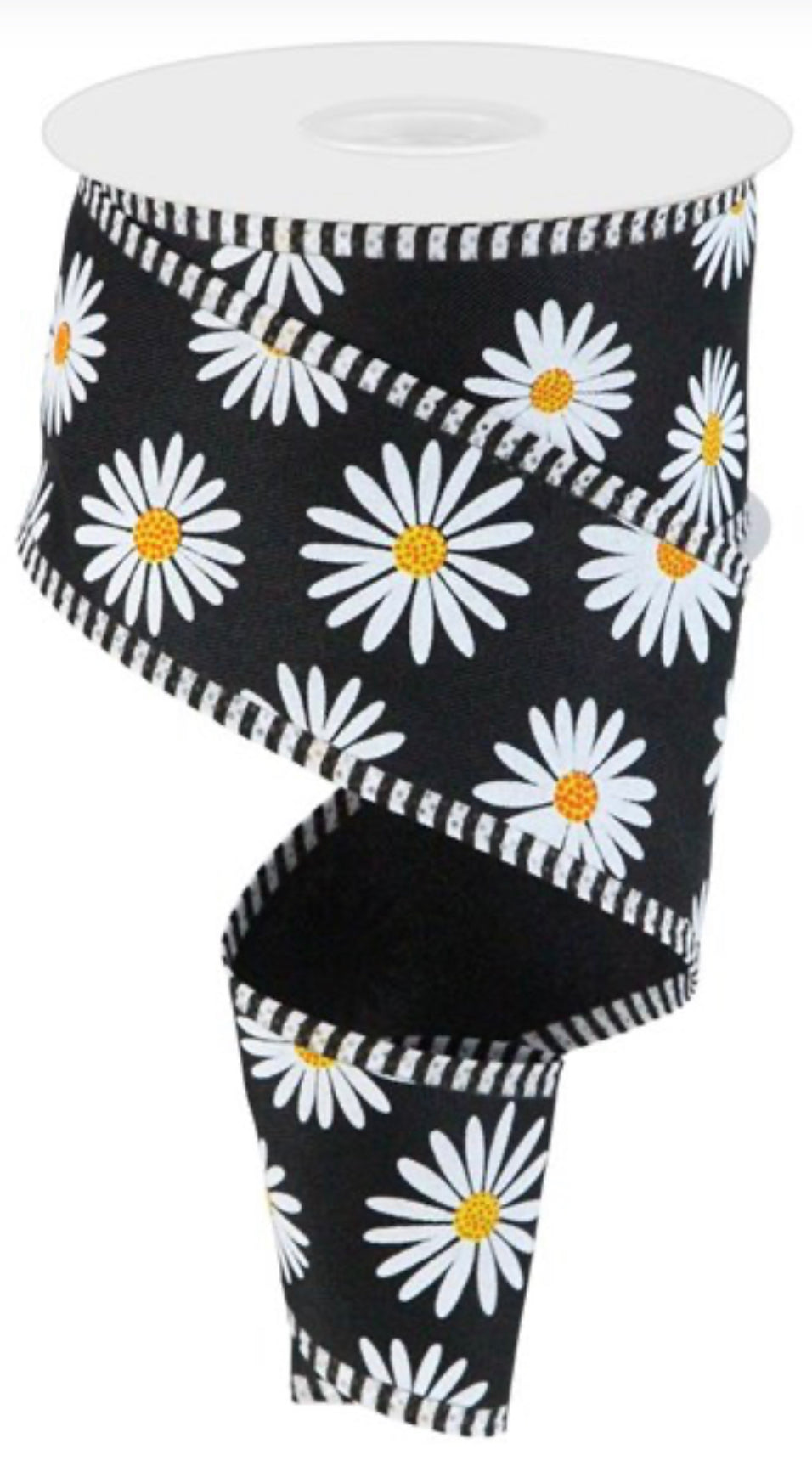 2.5” x 10 yds Daisy on Royal/Stripe Ribbon