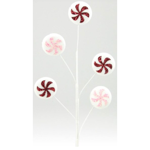 Styrofoam Peppermint Glitter Spray - Red/Pink/White