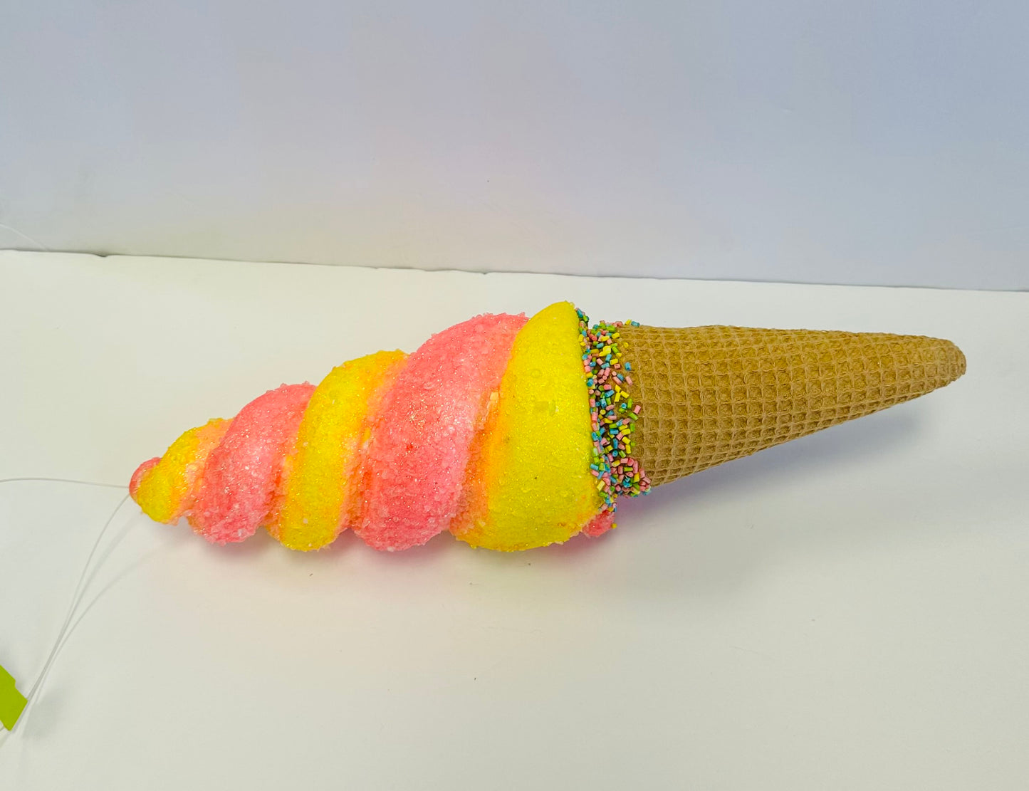 13”H Pink & Yellow Swirl Ice Cream Cone Pick