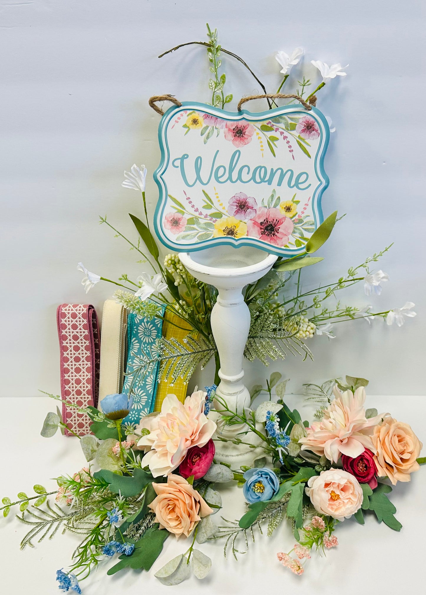 Floral, Ribbon & Sign Grapevine Wreath Kit