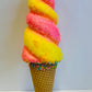 13”H Pink & Yellow Swirl Ice Cream Cone Pick