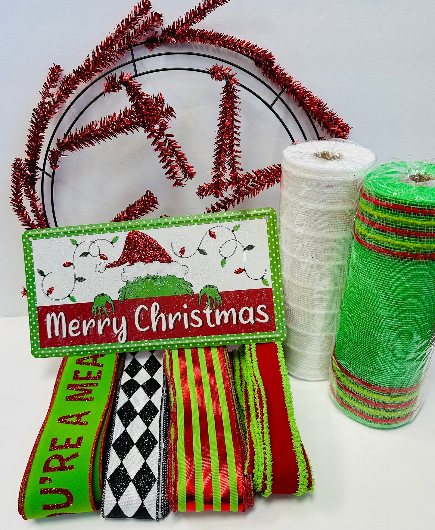 Party Kit -  Green Monster Merry Christmas Wreath