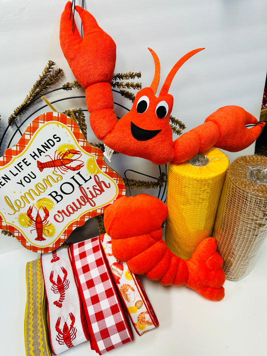 Plush Cajun Crawfish Wreath Kit