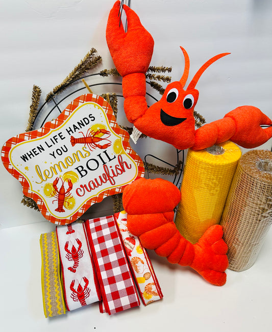 Plush Cajun Crawfish Wreath Kit