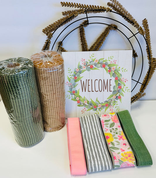 Welcome Floral Wreath Everyday Spring DIY Wreath Kit