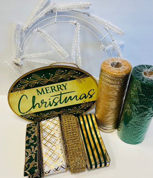 Green and Gold Classic Christmas Wreath Kit