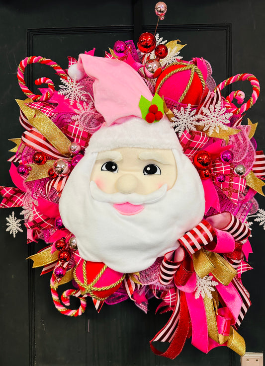 17" Plush Pink Santa Head