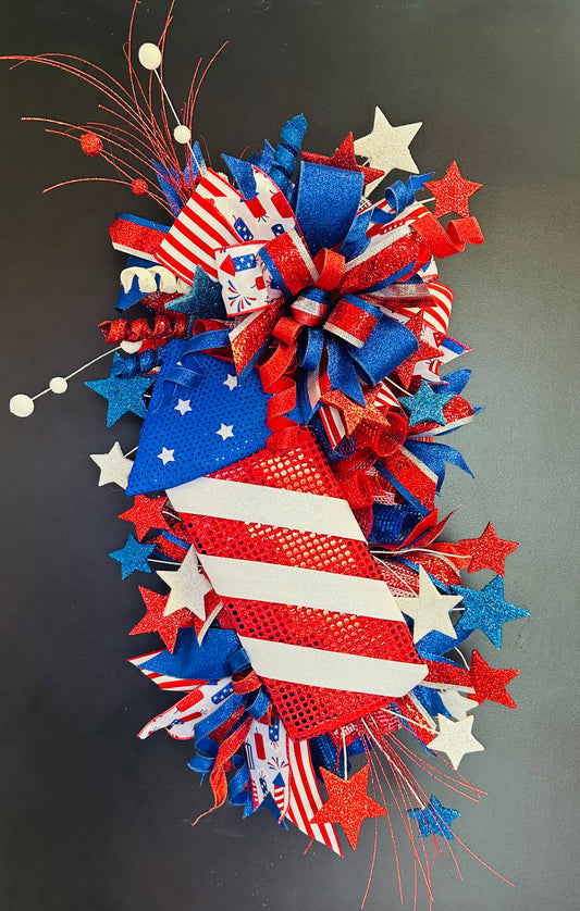 Firecracker Patriotic Swag Wreath