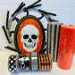 2.5" x 10yds Skeletons on Metallic Ribbon