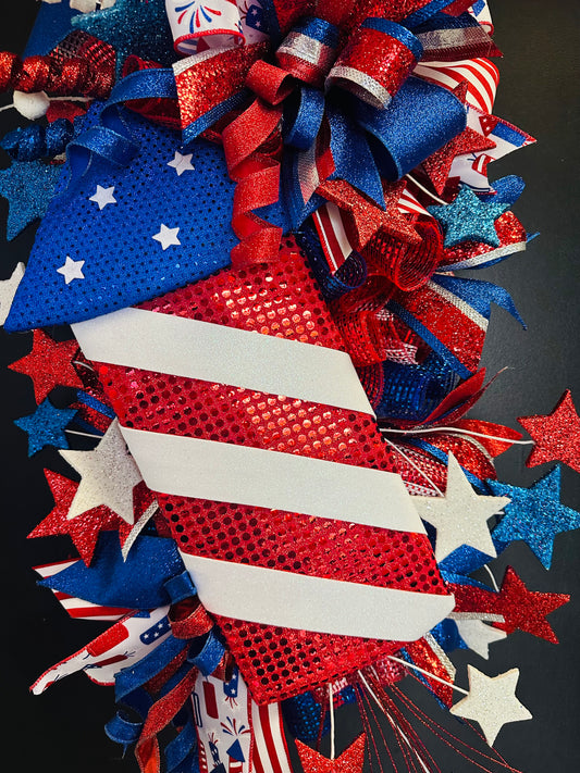 Firecracker Patriotic Swag Wreath