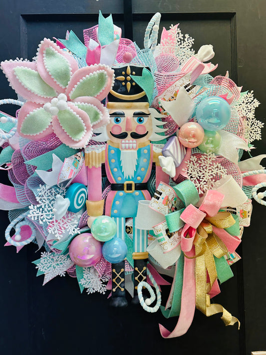 Pastel Nutcracker Christmas Winter Holiday Wreath