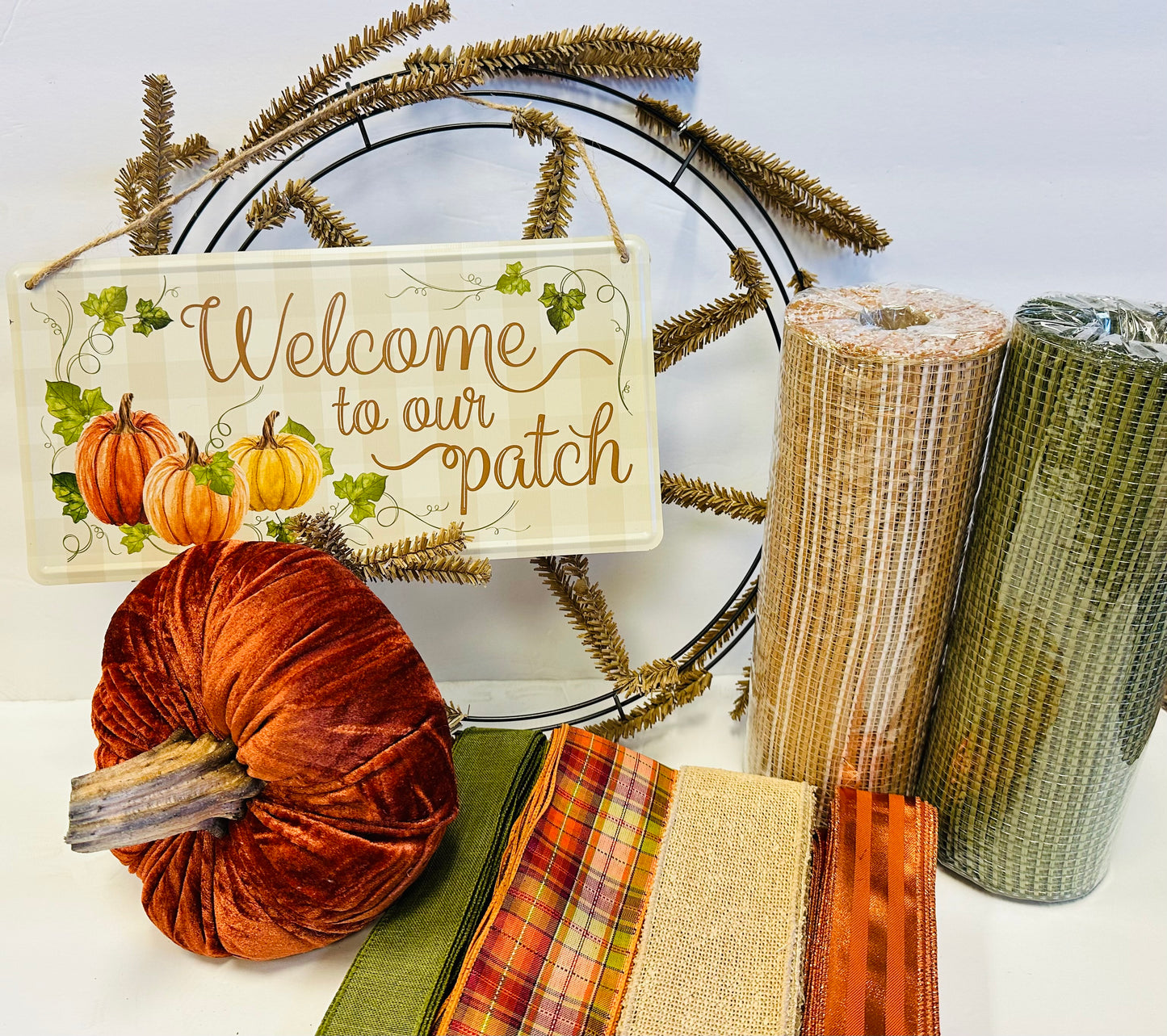 Welcome to Our Patch with Pumpkin DIY Wreath Kit