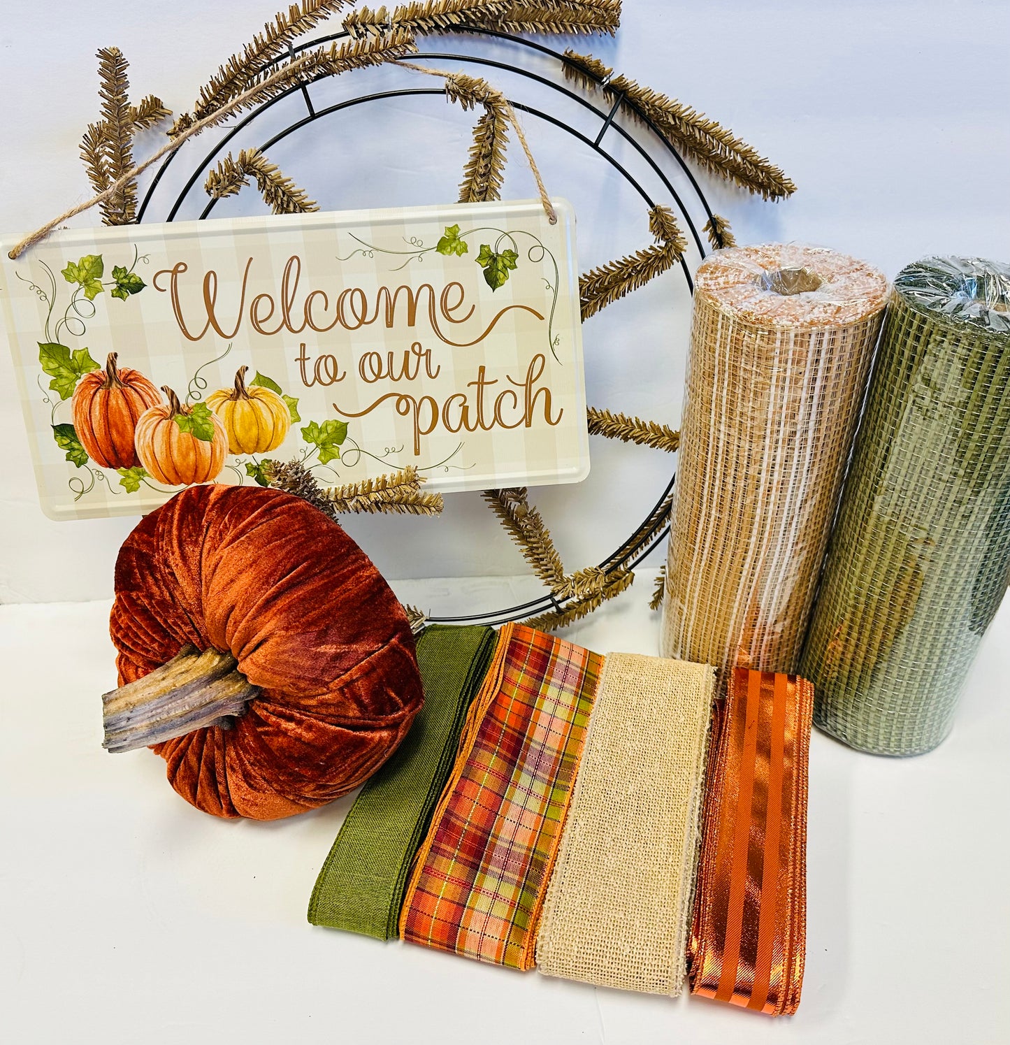 Party Kit - Welcome to Our Patch with Pumpkin DIY Wreath