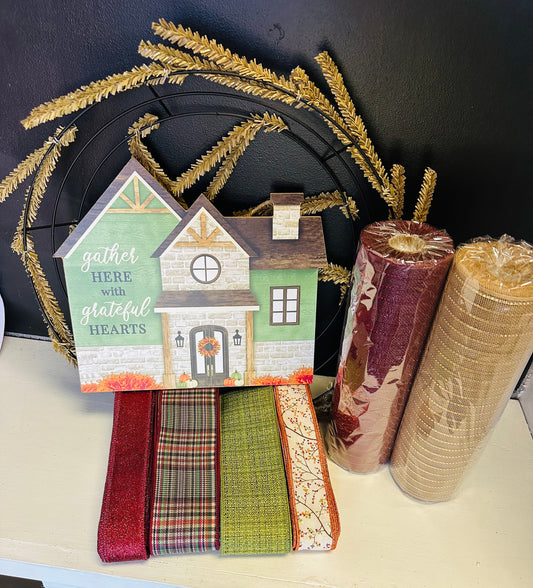 Gather Here With Grateful Hearts Fall Wreath DIY Kit