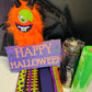 Wreath Kit - Furry Orange Monster Happy Halloween DIY Wreath Kit