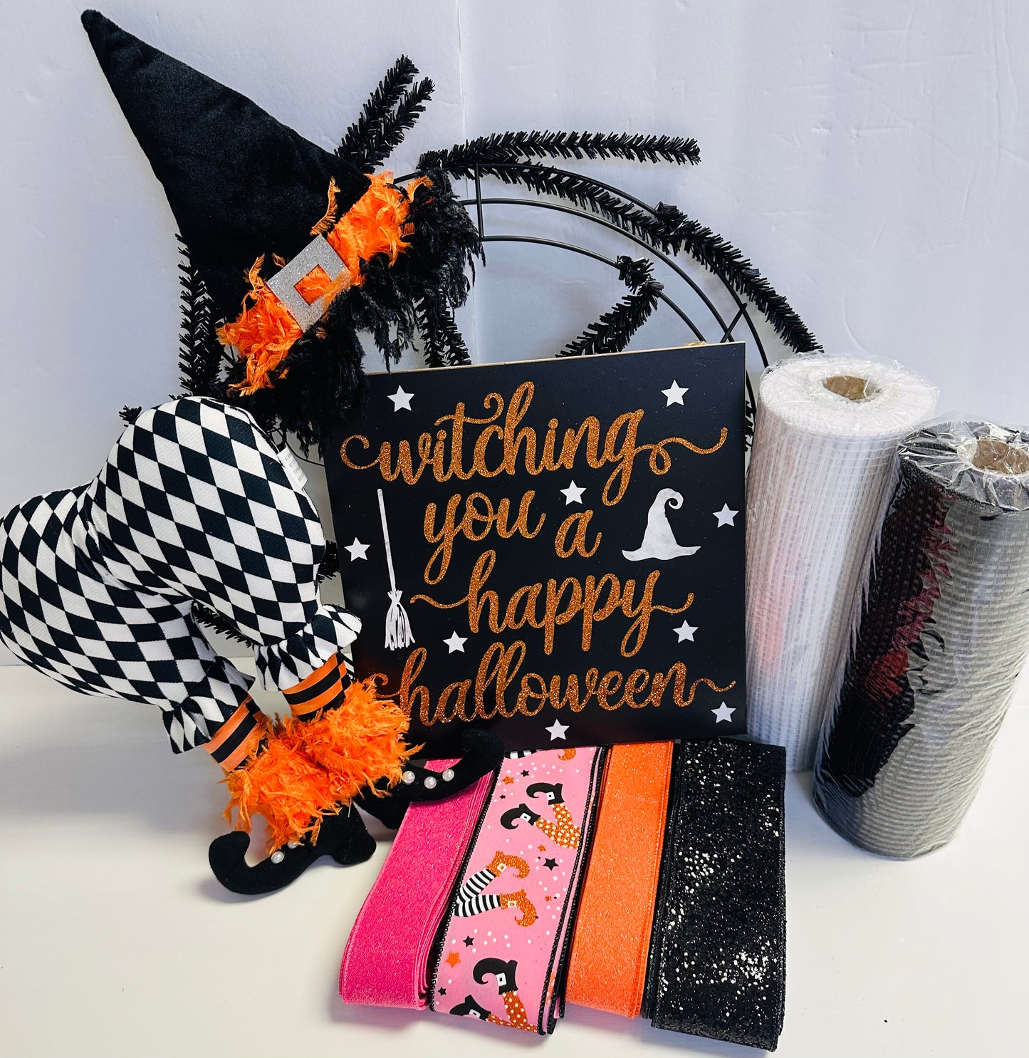 Harlequin Witch Halloween DIY Wreath Kit