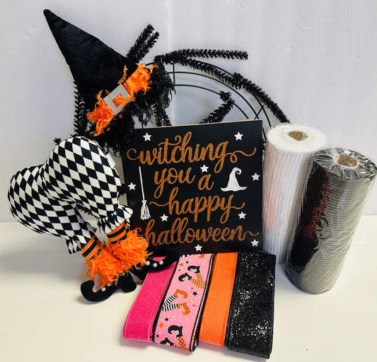 Harlequin Witch Halloween DIY Wreath Kit