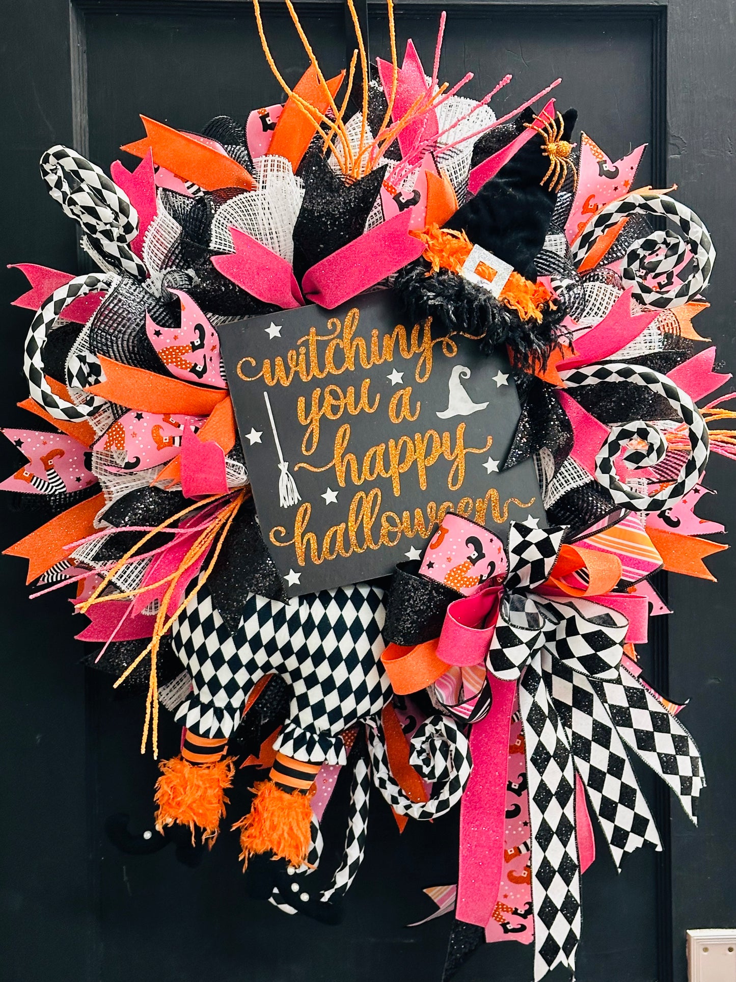 Harlequin Witch Halloween DIY Wreath Kit