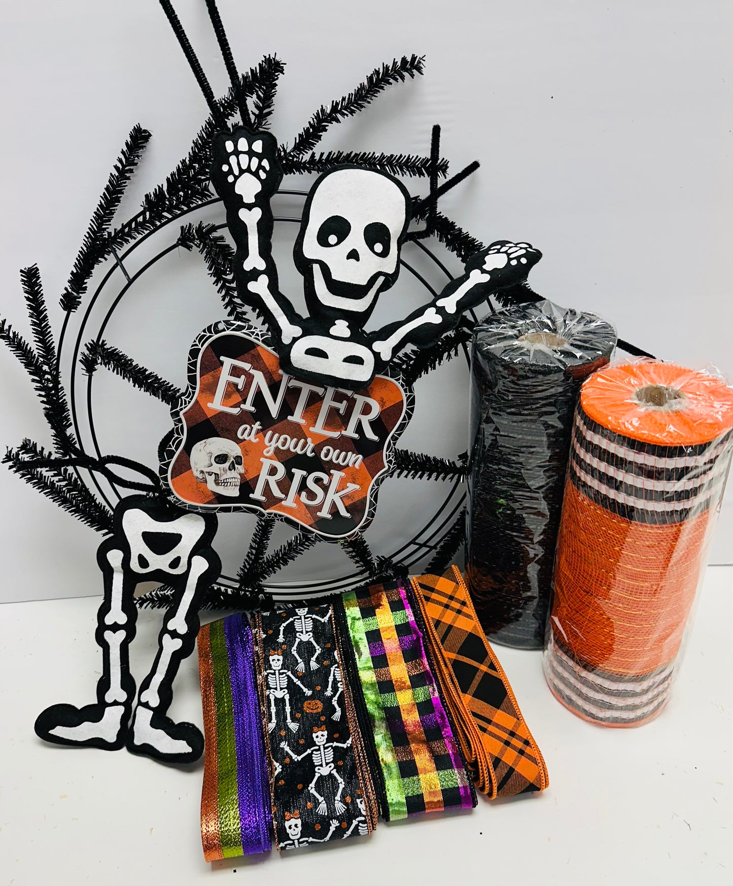 Enter at Your Own Risk Halloween Skeleton DIY Wreath Kit