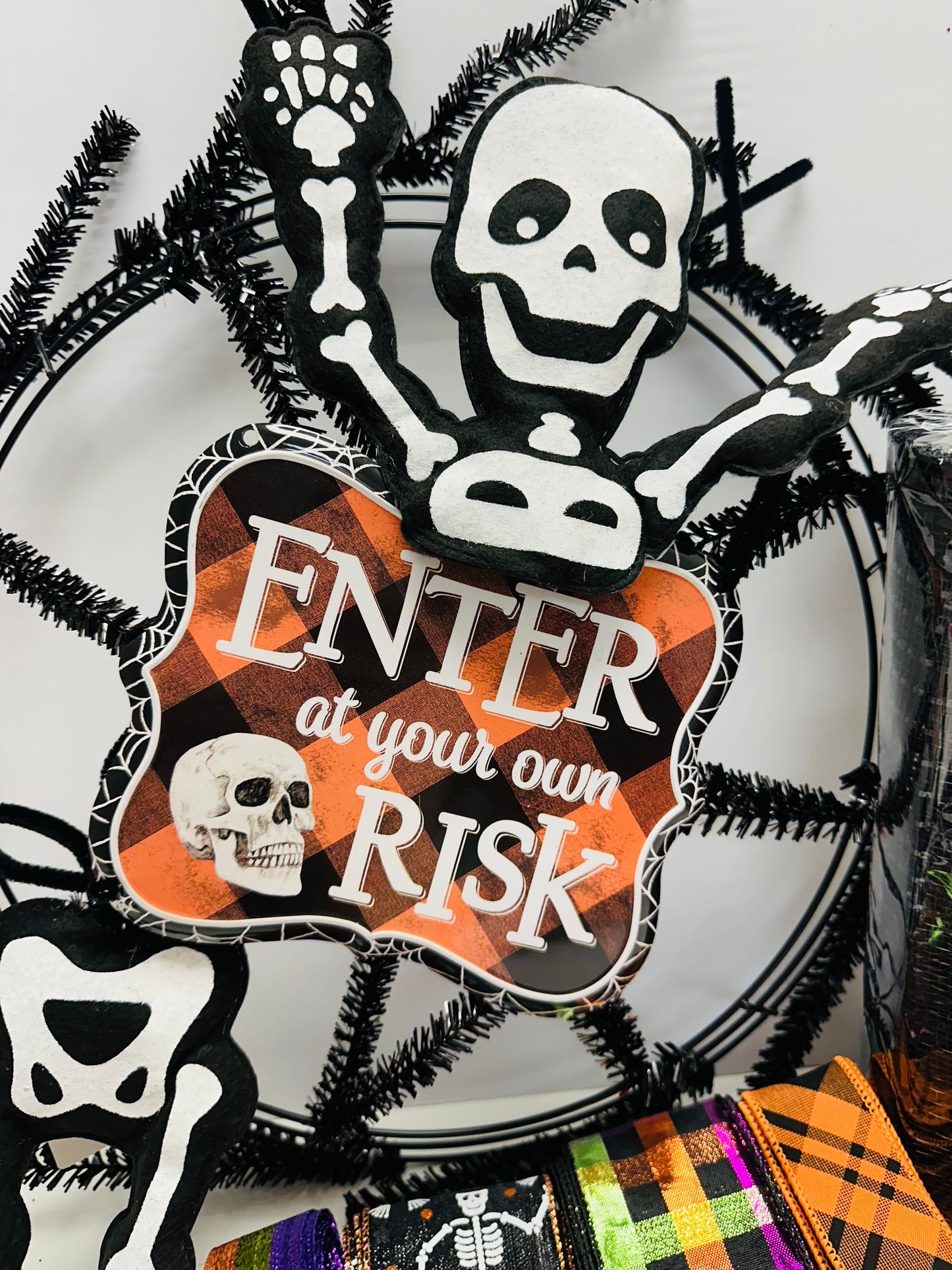 Enter at Your Own Risk Halloween Skeleton DIY Wreath Kit