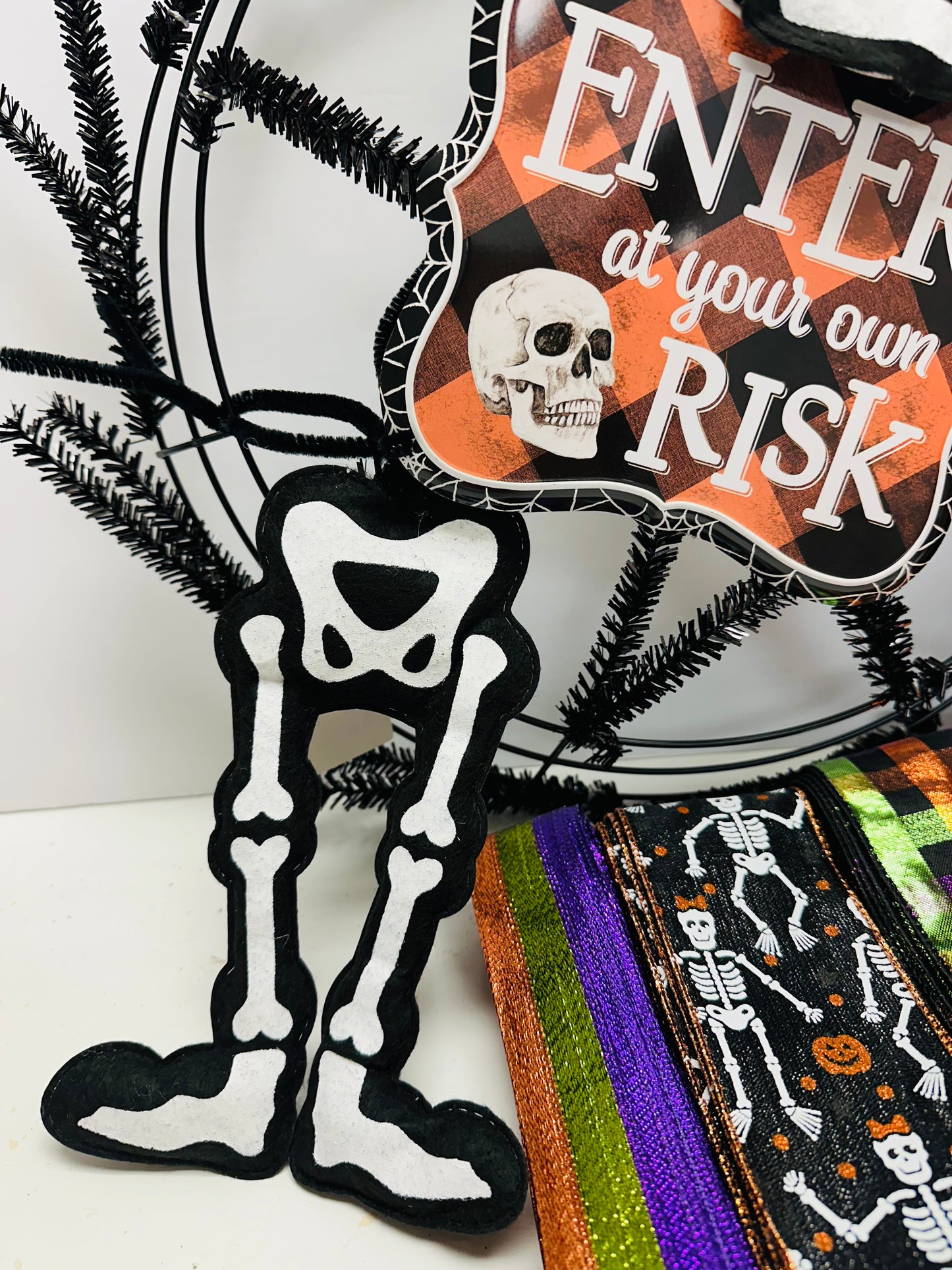 Enter at Your Own Risk Halloween Skeleton DIY Wreath Kit