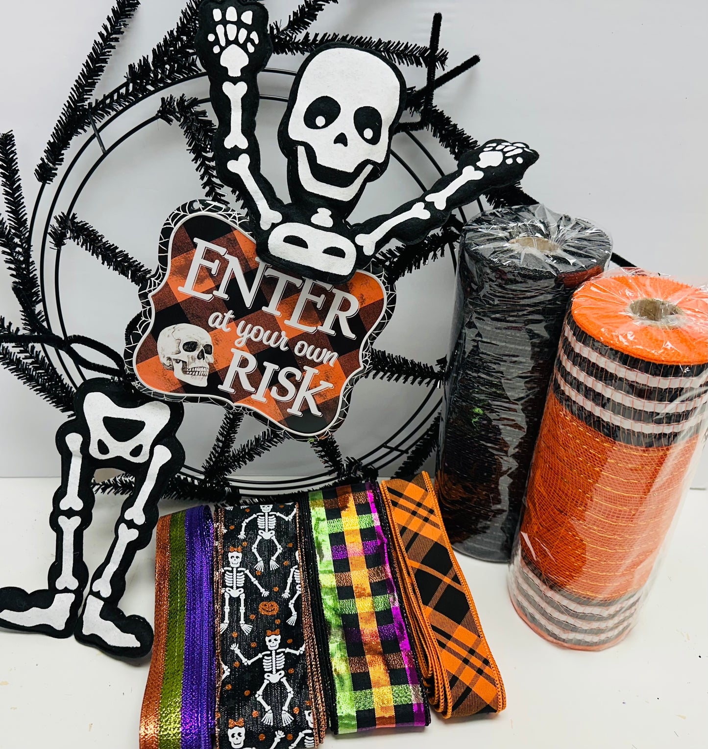 Enter at Your Own Risk Halloween Skeleton DIY Wreath Kit