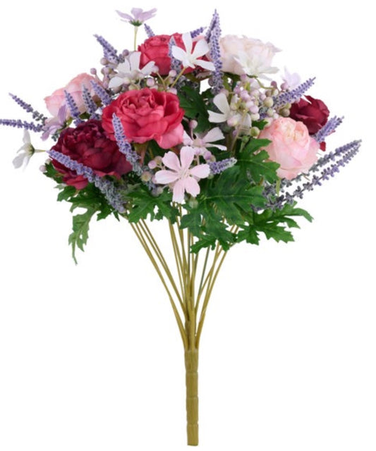 16"L Rose/Daisy/Lavender Floral Bush x 18