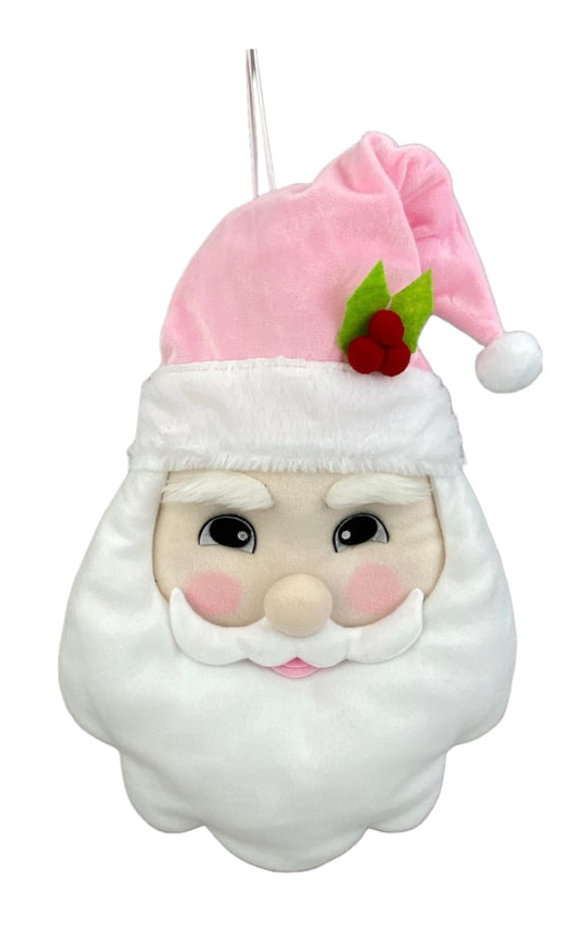 17" Plush Pink Santa Head