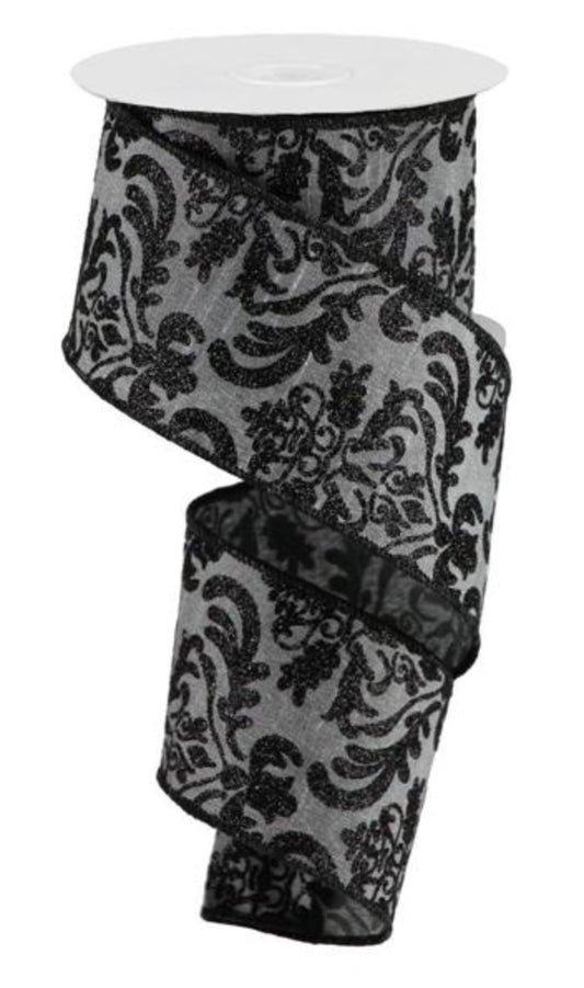 2.5" x 10yds Bold Damask/Faux Dupioni Ribbon