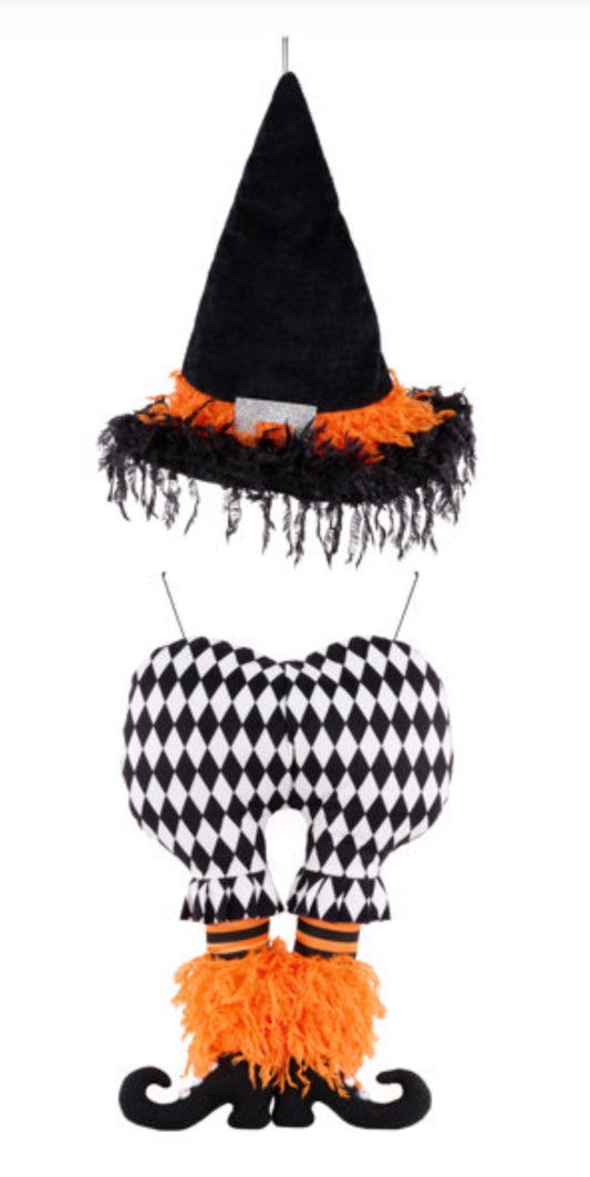 2-piece 20"H x 8.25L Plush Harlequin Witch & Legs Decor Kit