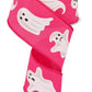 2.5" x 10yds Ghosts on Hot Pink Ribbon