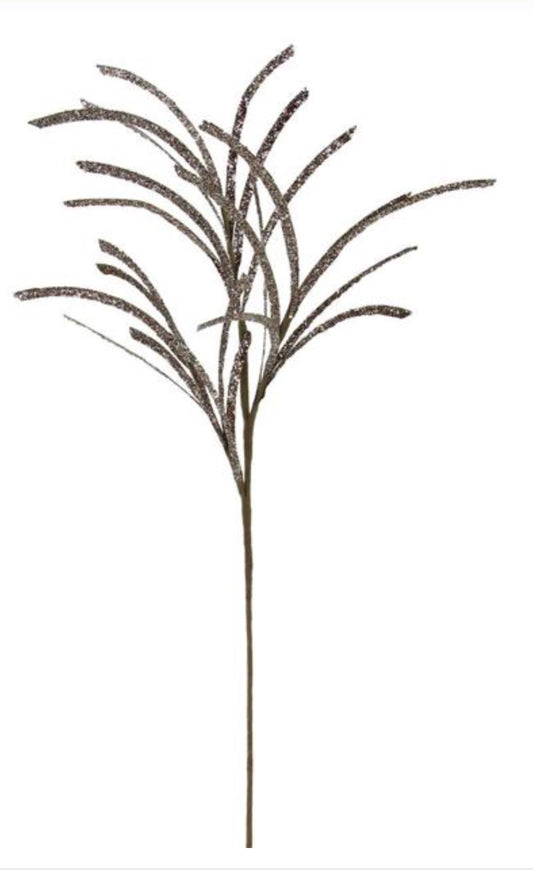 31" Glittered/Paper Grass Spray: Brown