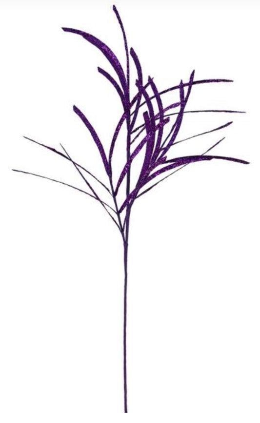 31" Glittered/Paper Grass Spray: Purple