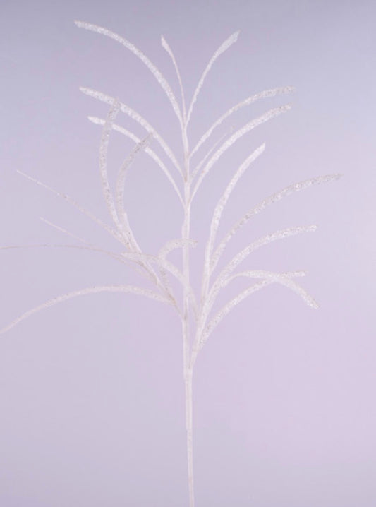 31" Glittered/Paper Grass Spray: White