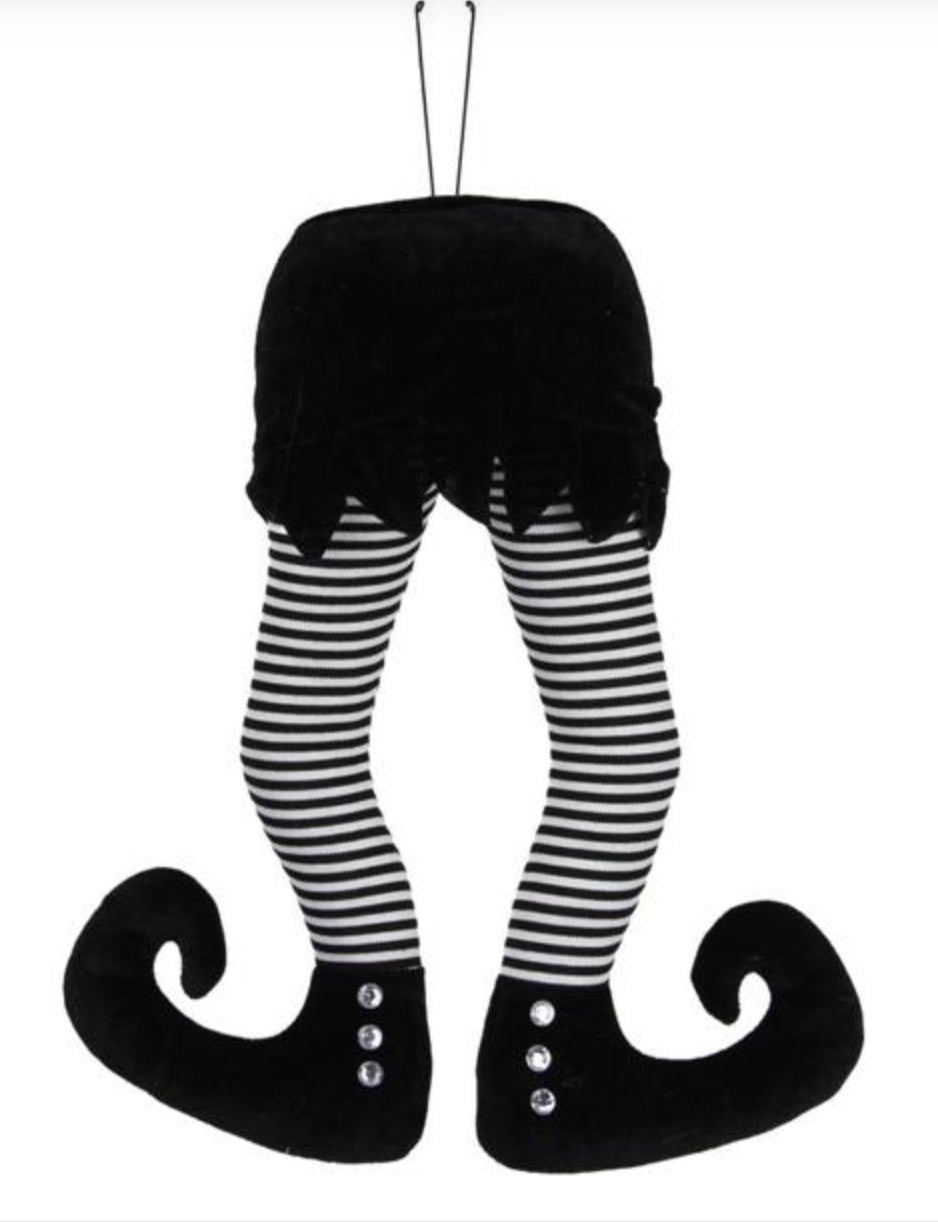 15" Plush Black & White Striped Witch Legs