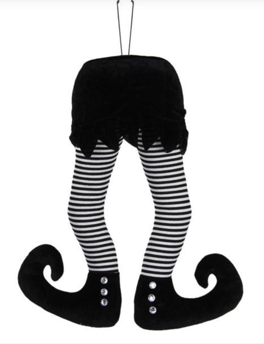 15" Plush Black & White Striped Witch Legs
