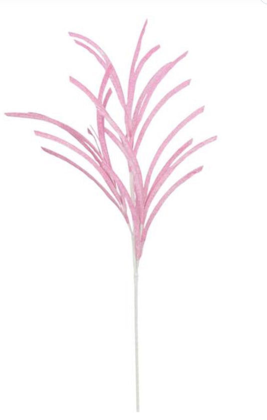 31" Glittered/Paper Grass Spray: Light Pink