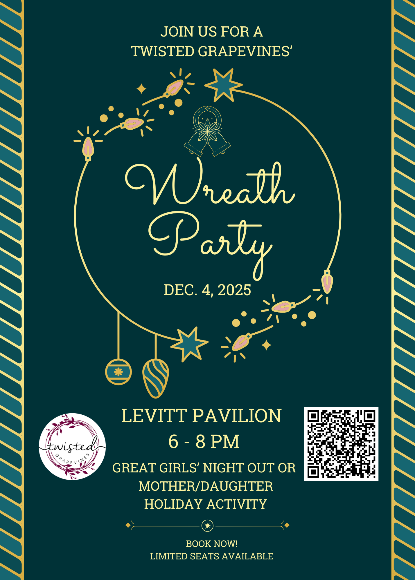 Wreath-Making at the Levitt Event - December 4, 2025, 6 - 8pm, 2nd floor - The Levitt, Downtown Arlington, TX