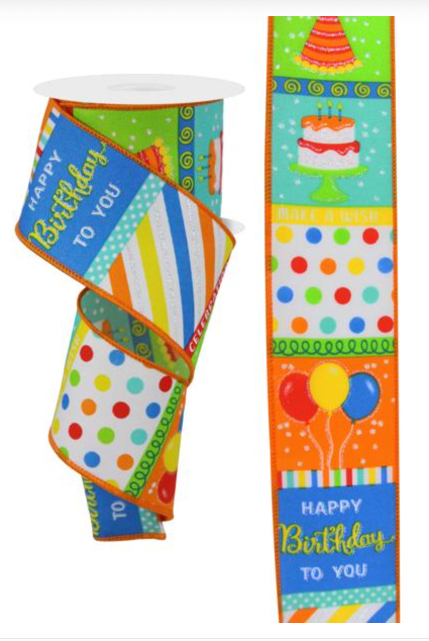 2.5" x 10 YDS Birthday Blocks ribbon