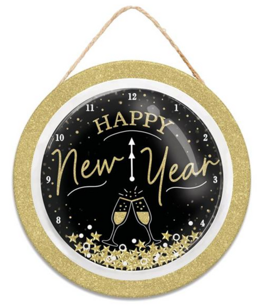 10.5" Dia Happy New Year Clock Globe Sign