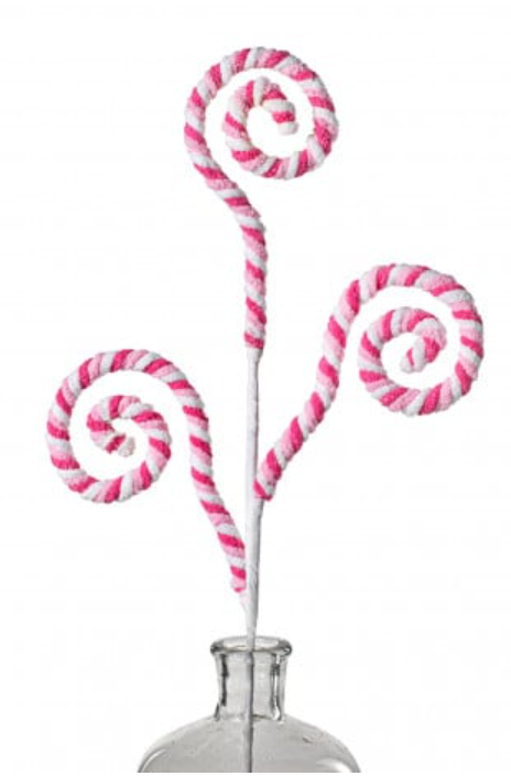 29" Chenille Spiral Curly Spray: Pink and White